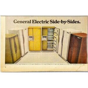 General Electric "Side-by-Side Refrigerators" Vintage Print Ad 1970